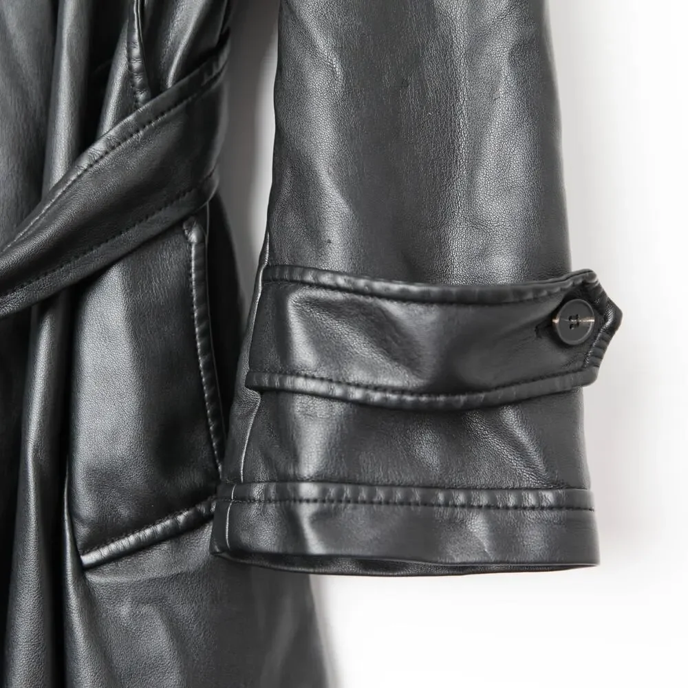 Derek Lam 10 Crosby x RTR Black Faux Leather Trench Coat
